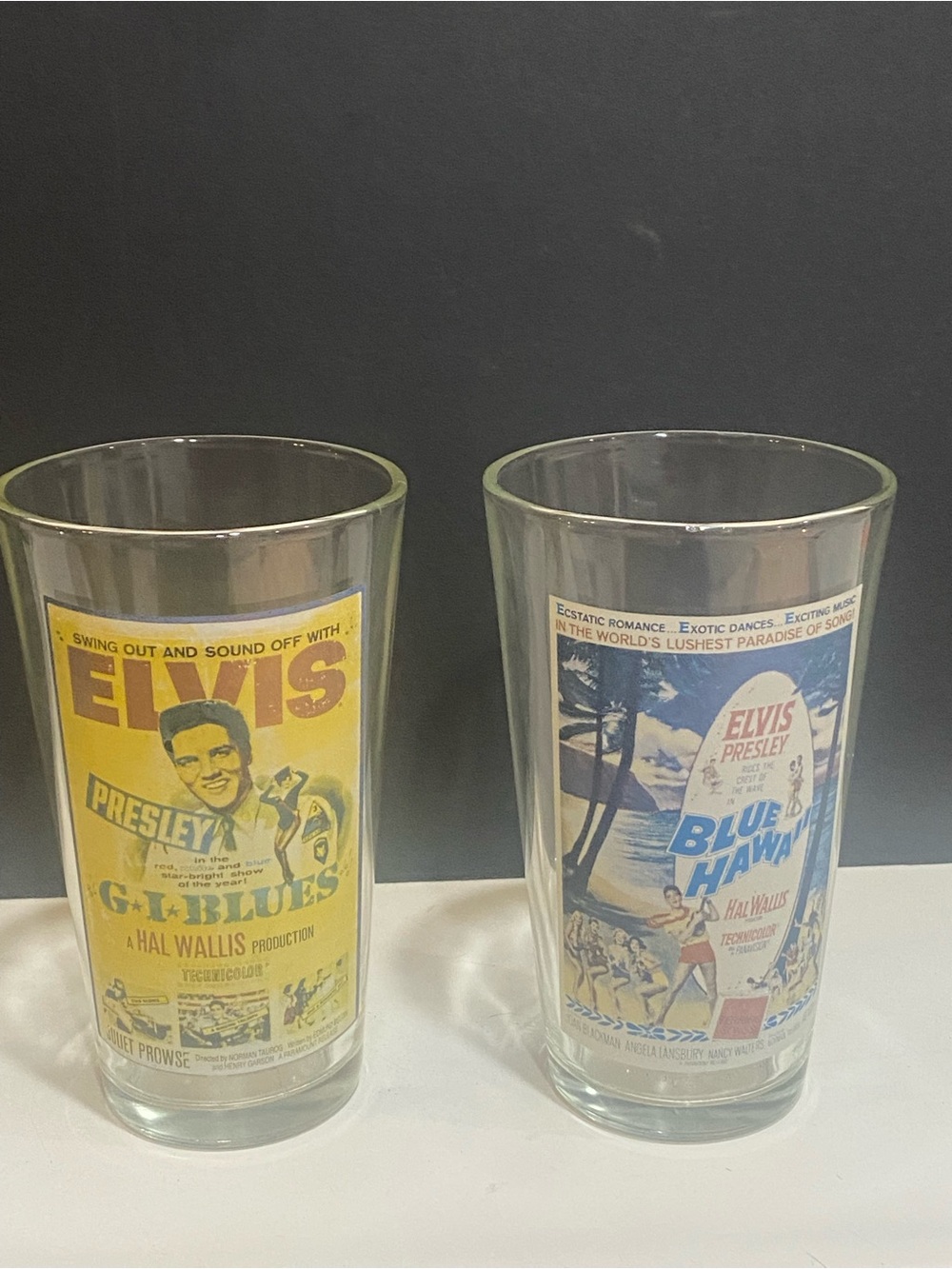 Vintage Elvis Presley movie poster collectible drinking glasses